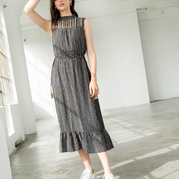 Last 1! NWT BOHO Embroidered Sleeveless Printed Midi Dress - Picture 7 of 13